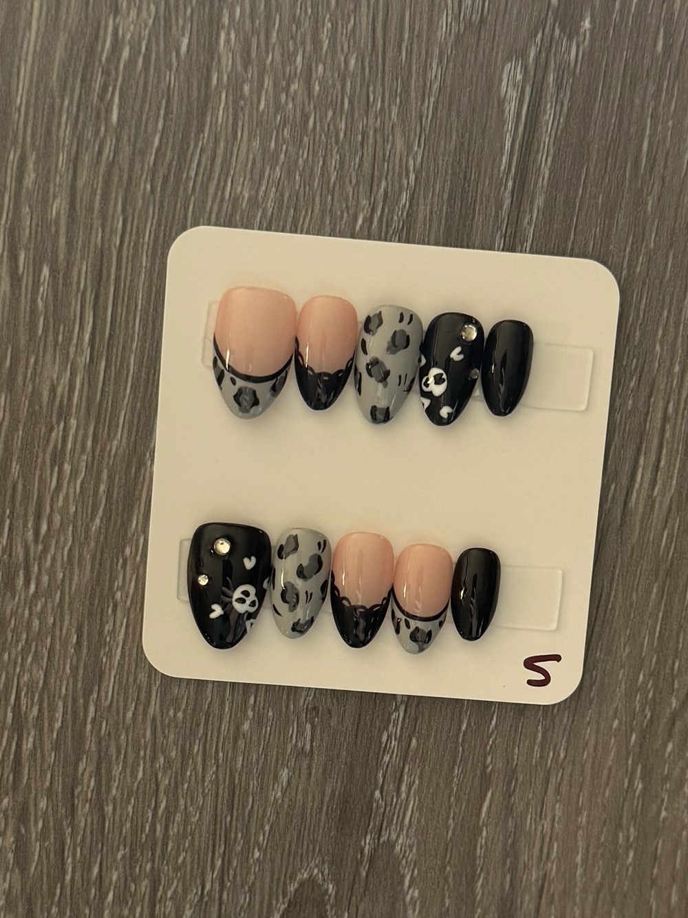 Black & Nude Leopard Skull Accent Press-On Nail Set